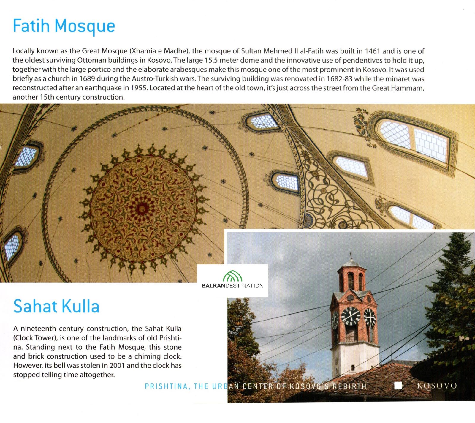 balkandestination fatih mosque clocktower pristina kosovo